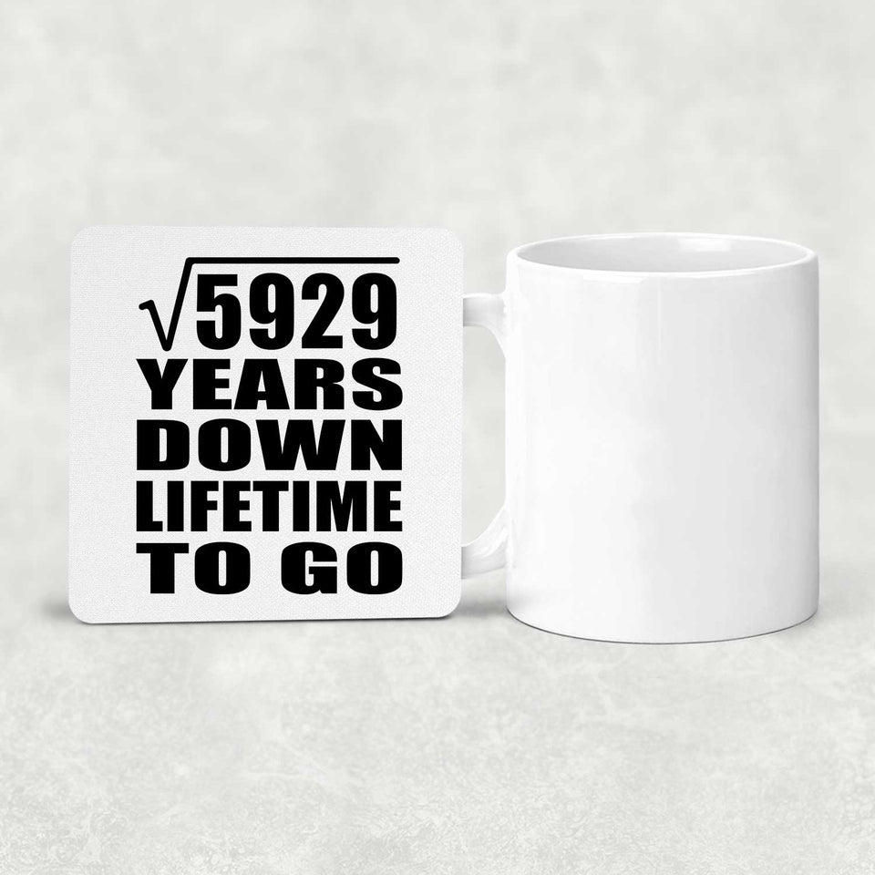 77th Anniversary Square Root of 5929 Years Lifetime To Go - Drink Coaster