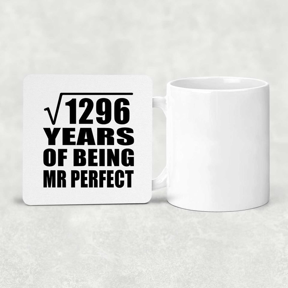 36th Anniversary Square Root of 1296 Years of Mr Perfect - Drink Coaster