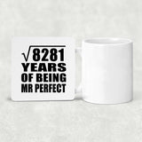 91st Anniversary Square Root of 8281 Years of Mr Perfect - Drink Coaster