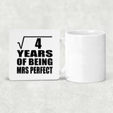 2nd Anniversary Square Root of 4 Years of Mrs Perfect - Drink Coaster