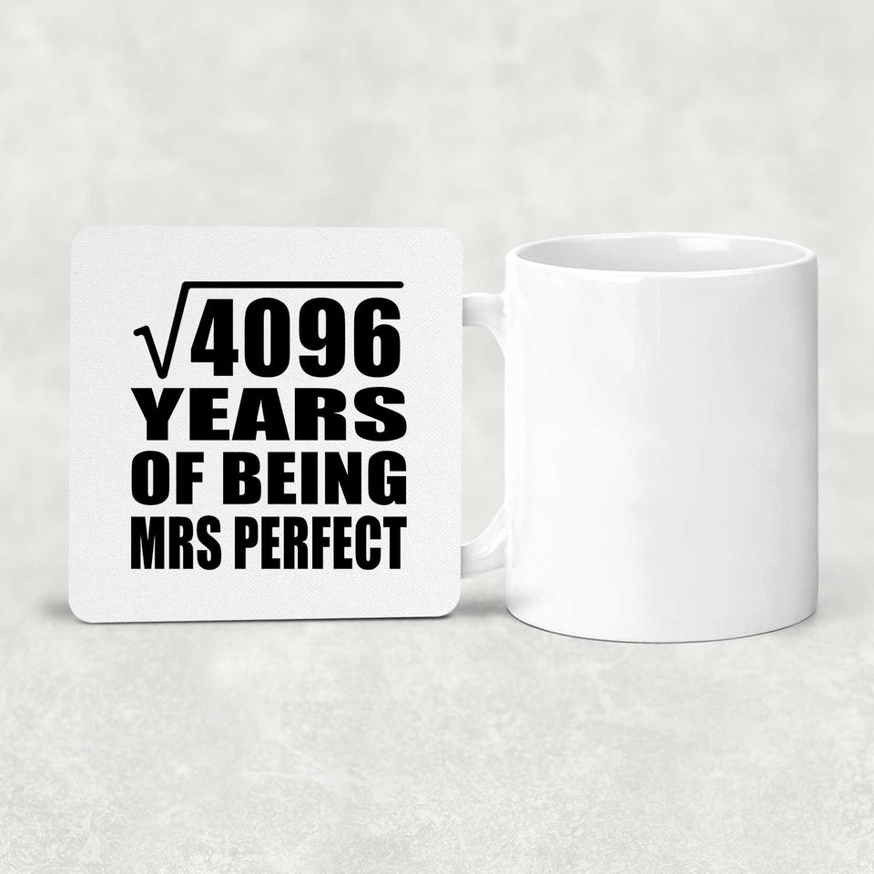 64th Anniversary Square Root of 4096 Years of Mrs Perfect - Drink Coaster