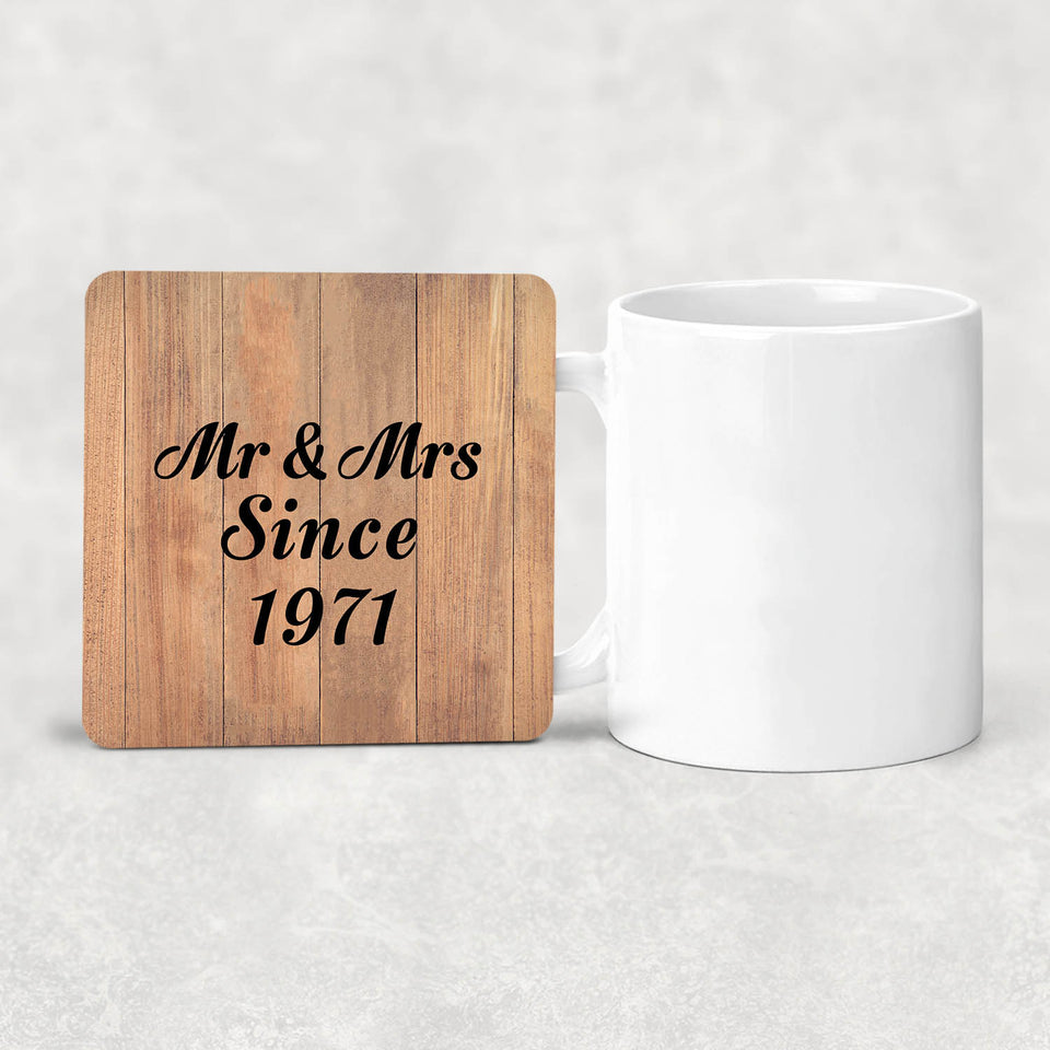 53rd Anniversary Mr & Mrs Since 1971 - Drink Coaster C