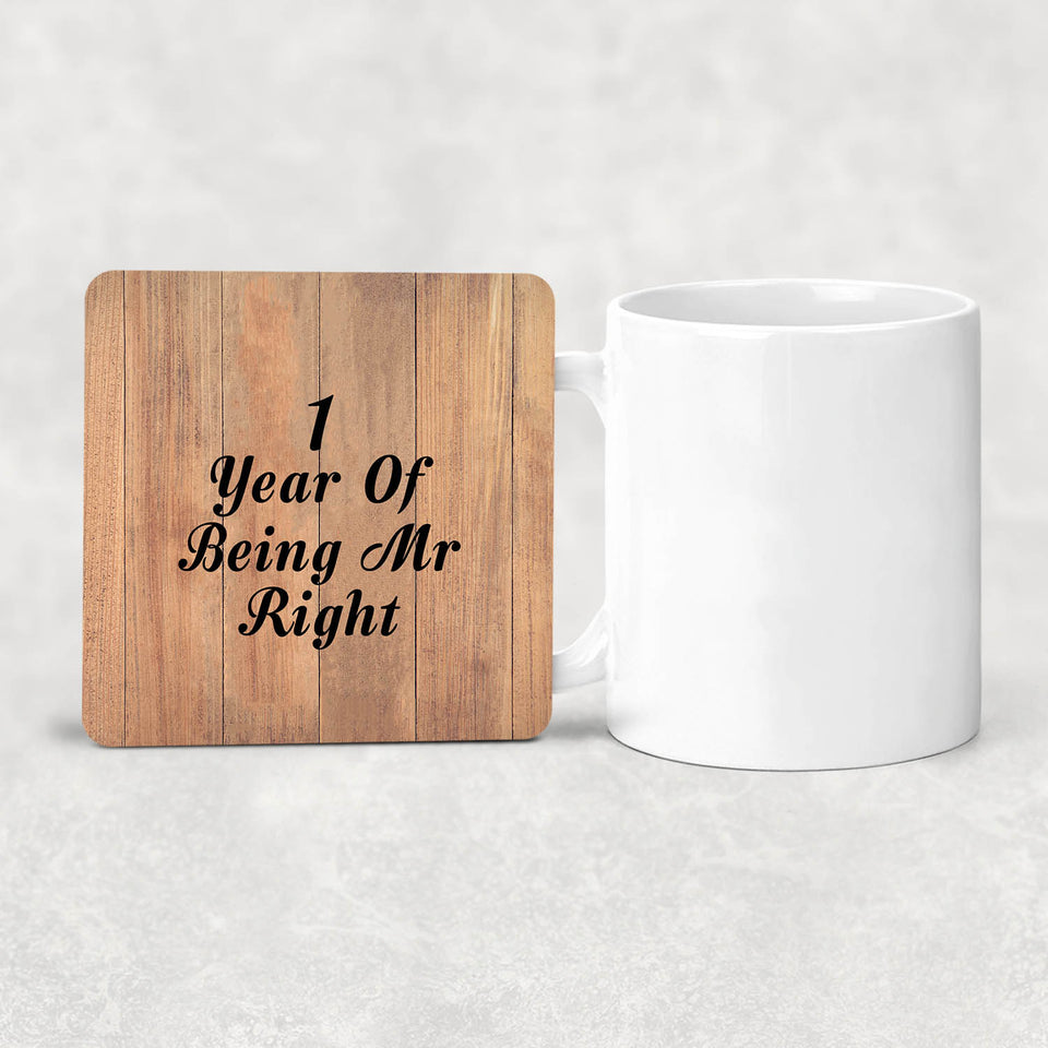 1st Anniversary 1 Year Of Being Mr Right - Drink Coaster C