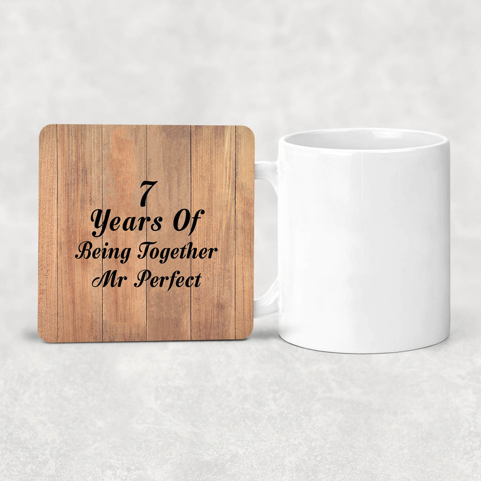 7th Anniversary 7 Years Of Being Mr Perfect - Drink Coaster C