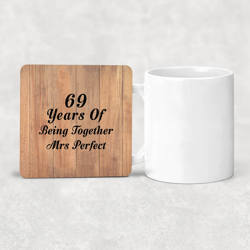 69th Anniversary 69 Years Of Being Mrs Perfect - Drink Coaster C