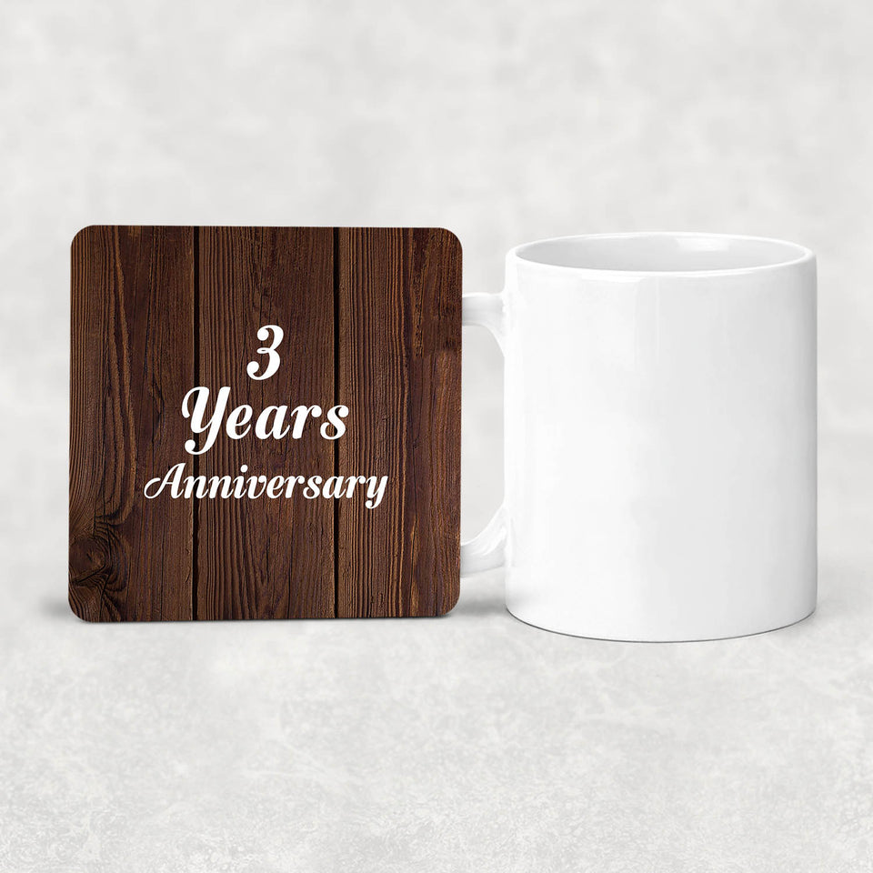 3rd Anniversary 3 Years Anniversary - Drink Coaster D