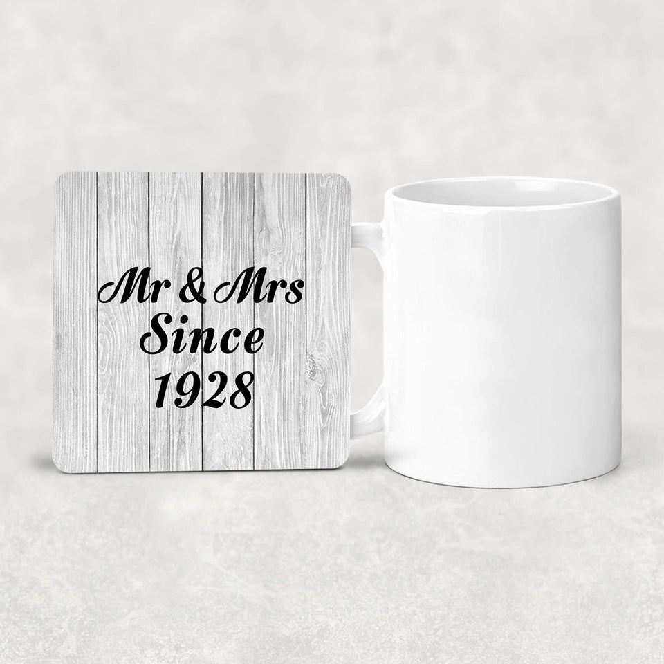 96th Anniversary Mr & Mrs Since 1928 - Drink Coaster F