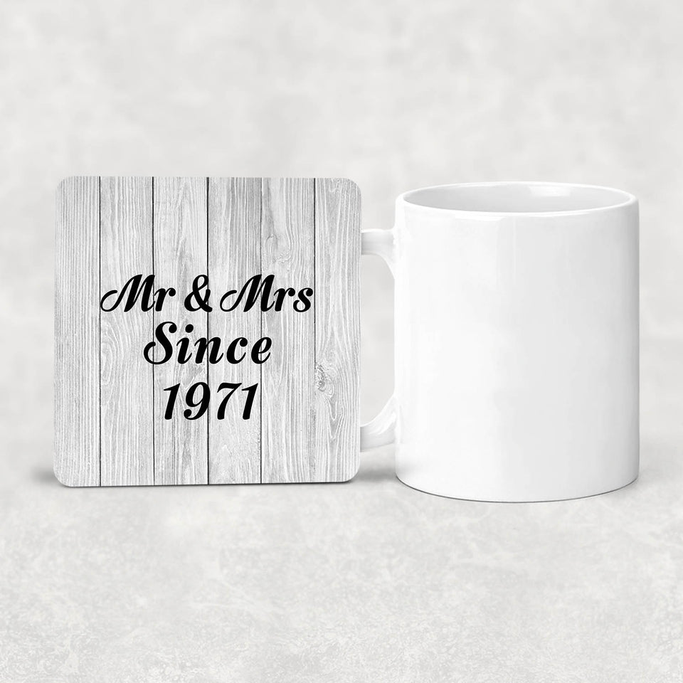 53rd Anniversary Mr & Mrs Since 1971 - Drink Coaster F