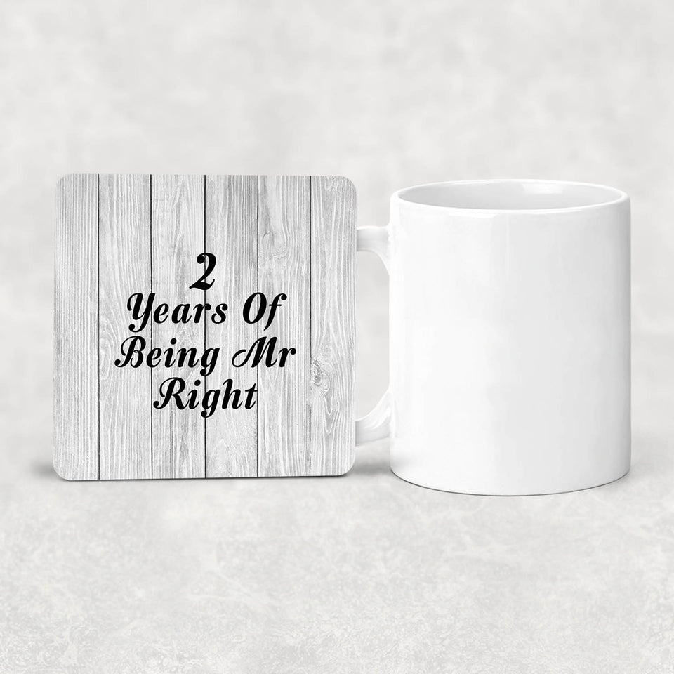 2nd Anniversary 2 Years Of Being Mr Right - Drink Coaster F