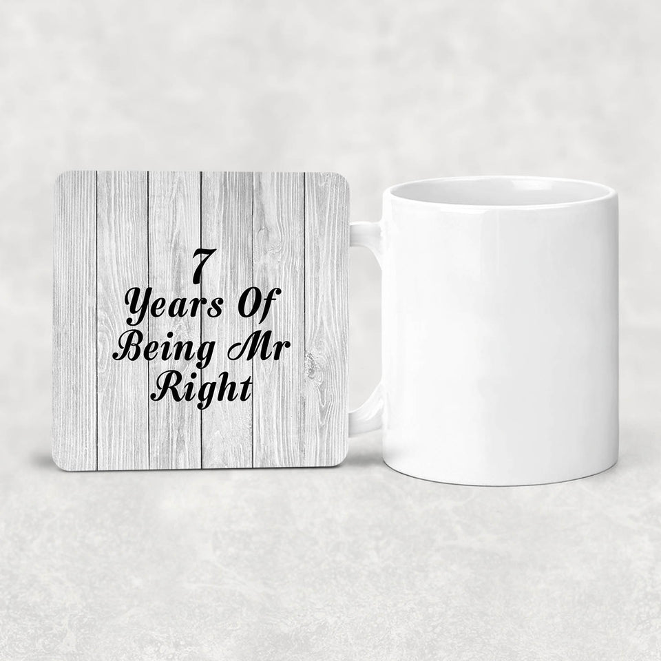 7th Anniversary 7 Years Of Being Mr Right - Drink Coaster F