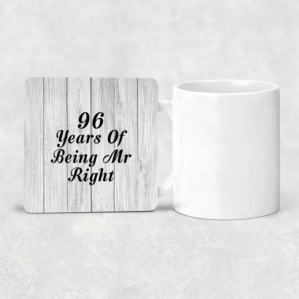 96th Anniversary 96 Years Of Being Mr Right - Drink Coaster F