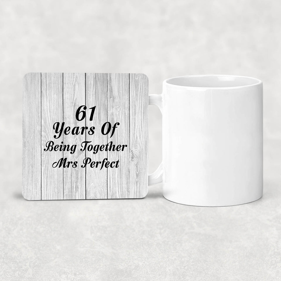 61st Anniversary 61 Years Of Being Mrs Perfect - Drink Coaster F