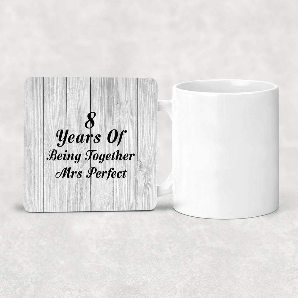 8th Anniversary 8 Years Of Being Mrs Perfect - Drink Coaster F