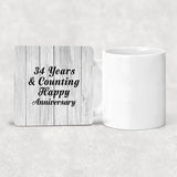 Happy 34th Anniversary 34 Years & Counting - Drink Coaster F