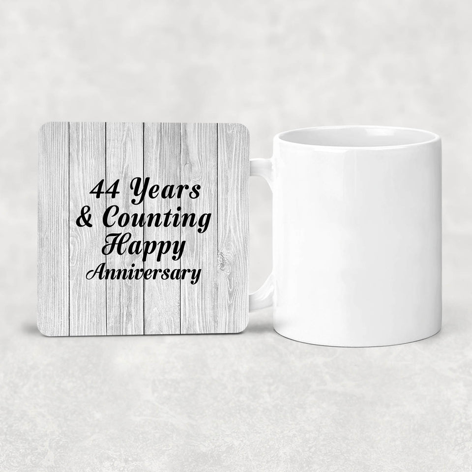 Happy 44th Anniversary 44 Years & Counting - Drink Coaster F