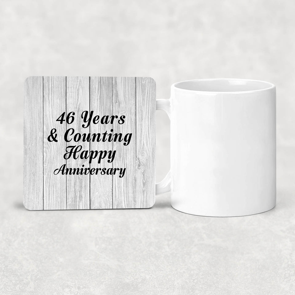 Happy 46th Anniversary 46 Years & Counting - Drink Coaster F