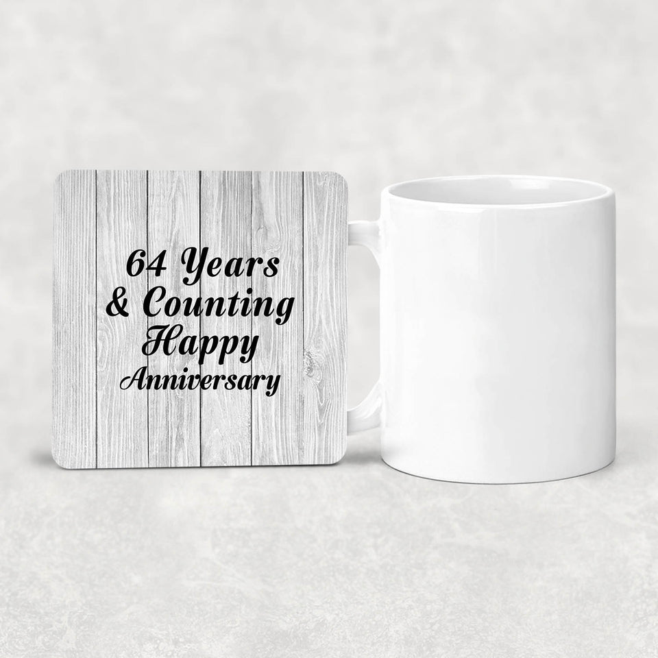 Happy 64th Anniversary 64 Years & Counting - Drink Coaster F