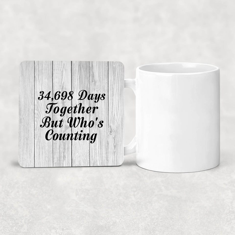 95th Anniversary 34,698 Days Together Who's Counting - Drink Coaster F