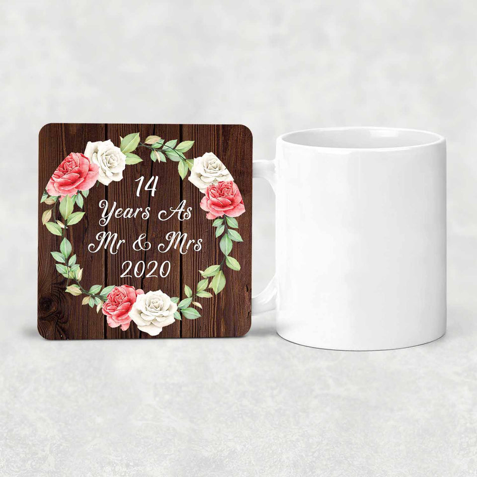 14th Anniversary 14 Years As Mr & Mrs 2020 - Drink Coaster A