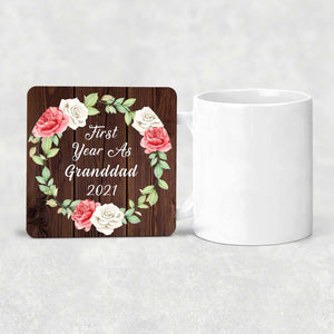 First Year As Granddad 2021 - Drink Coaster A