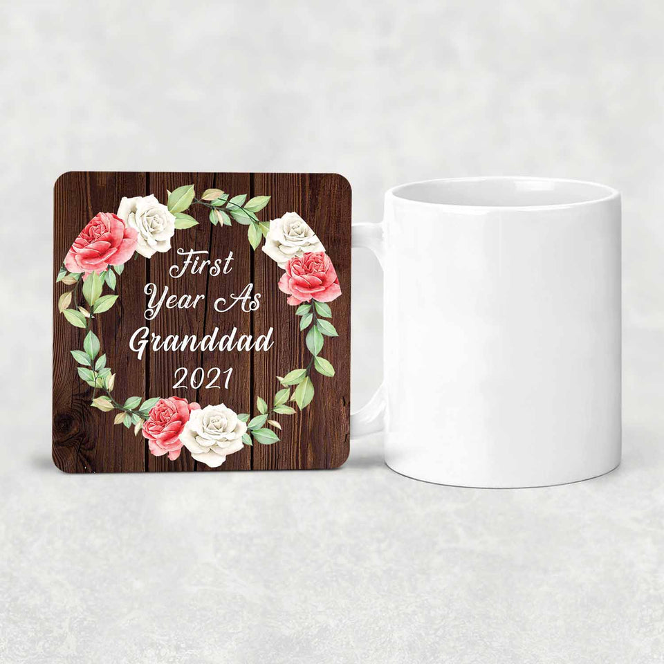 First Year As Granddad 2021 - Drink Coaster A