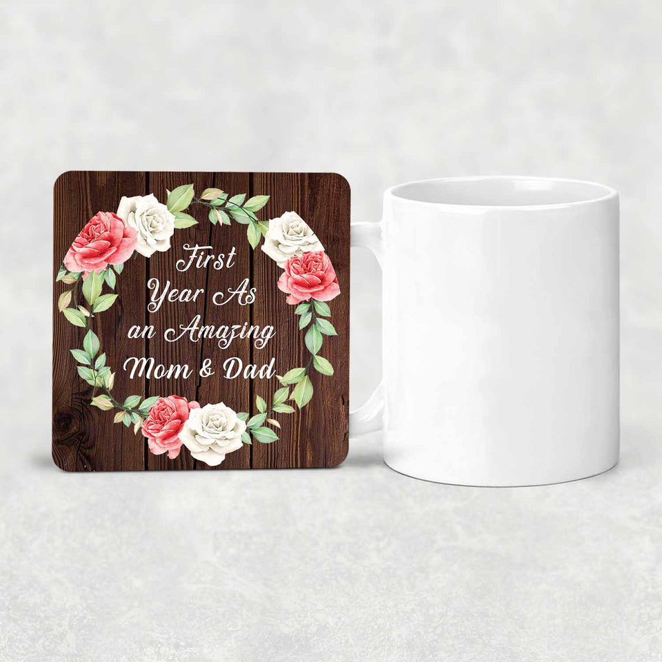 First Year As An Amazing Mom & Dad - Drink Coaster A