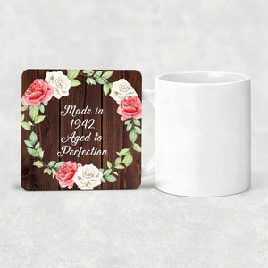 82nd Birthday Made In 1942 Aged To Perfection - Drink Coaster A