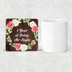 1st Anniversary 1 Year Of Being Mr Right - Drink Coaster A