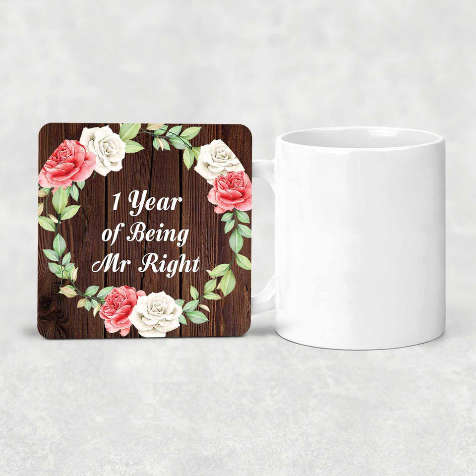 1st Anniversary 1 Year Of Being Mr Right - Drink Coaster A