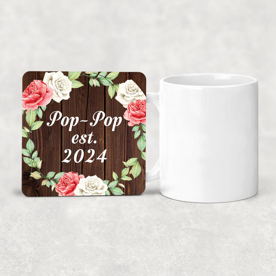 Pop Pop Established Est. 2024 - Drink Coaster A