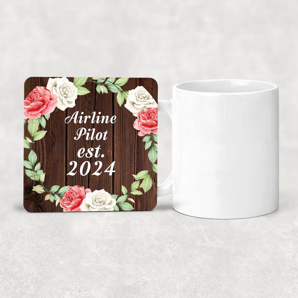 Airline Pilot Established Est. 2024 - Drink Coaster A