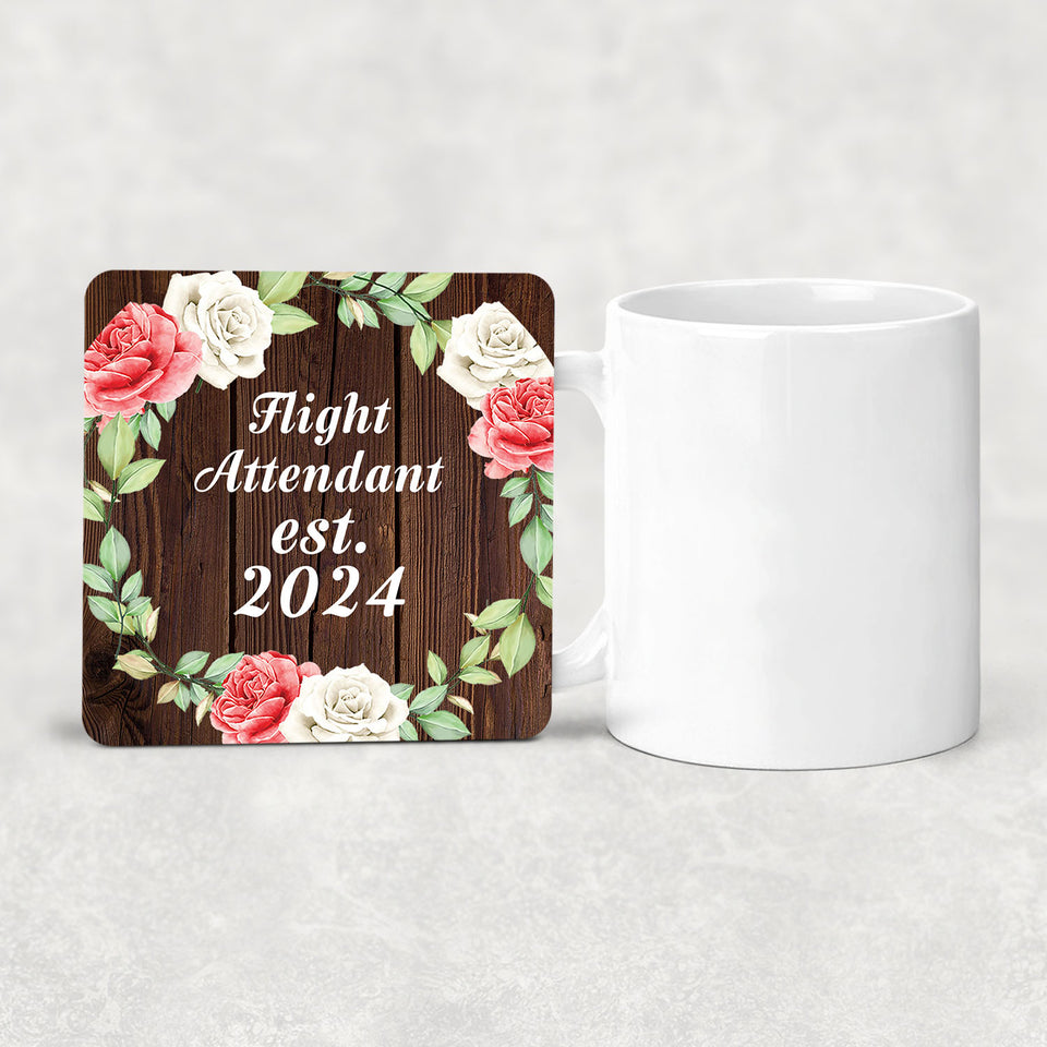 Flight Attendant Established Est. 2024 - Drink Coaster A