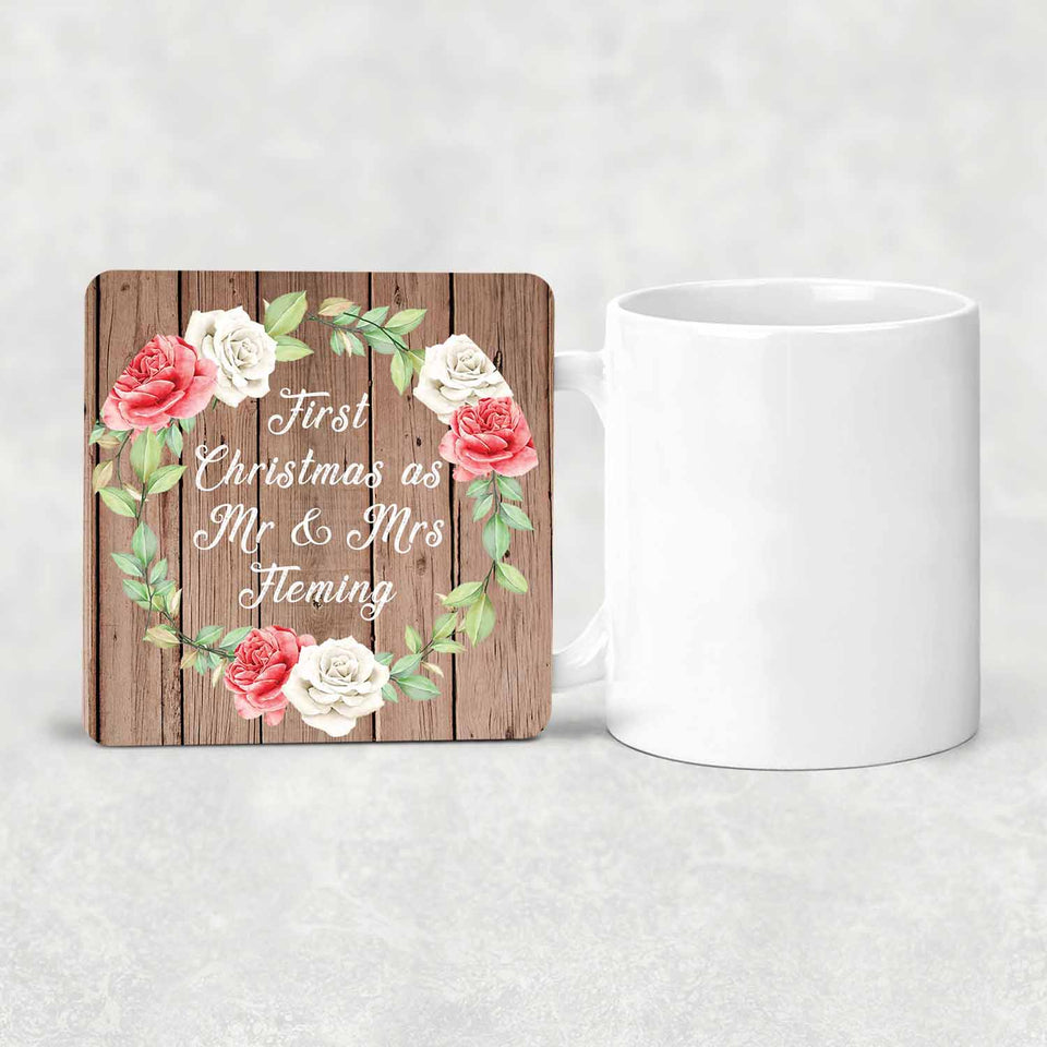First Christmas As Mr & Mrs Fleming - Drink Coaster B