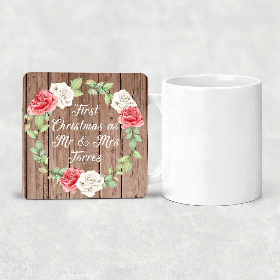 First Christmas As Mr & Mrs Torres - Drink Coaster B