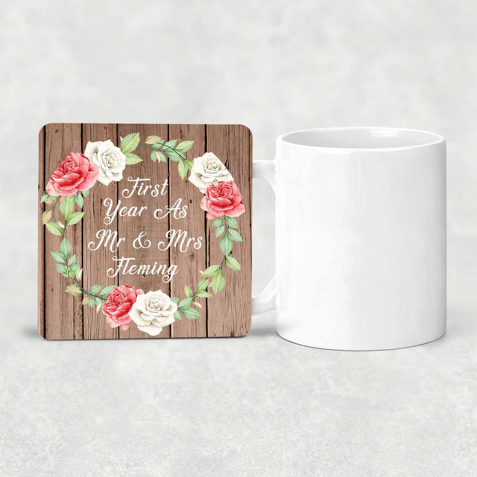 First Year As Mr & Mrs Fleming - Drink Coaster B