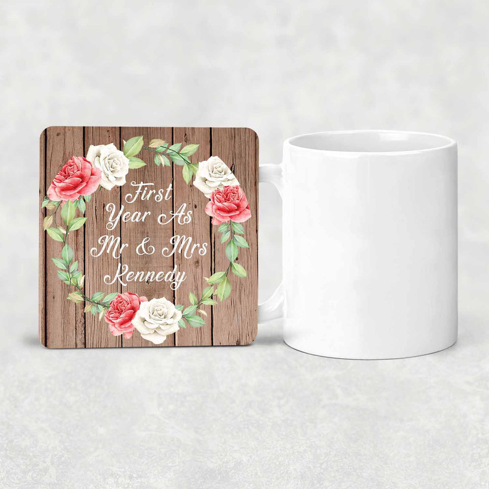 First Year As Mr & Mrs Kennedy - Drink Coaster B