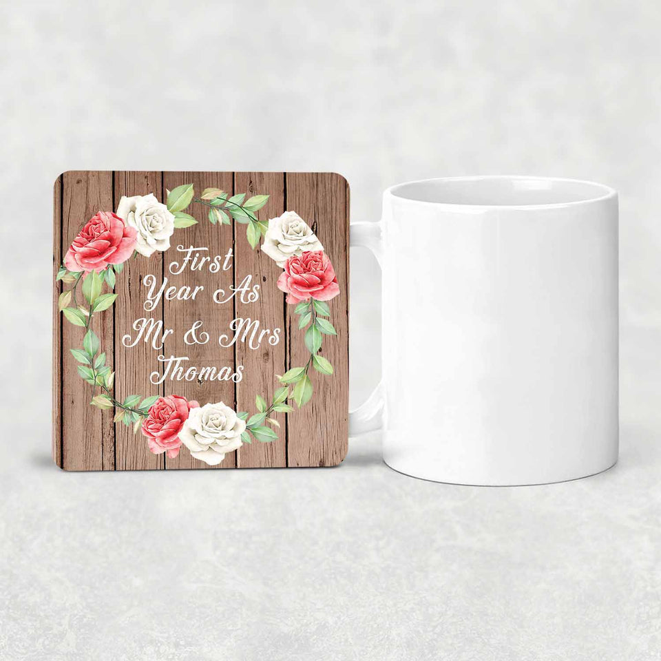 First Year As Mr & Mrs Thomas - Drink Coaster B