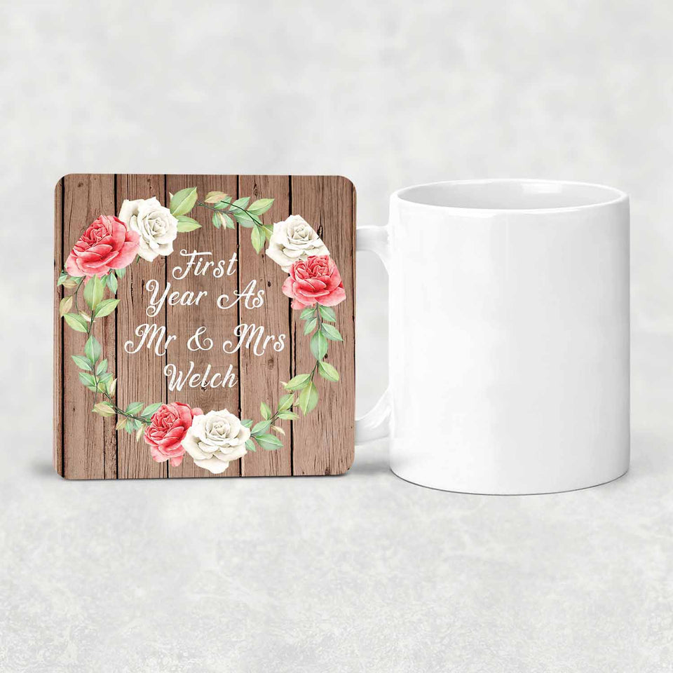 First Year As Mr & Mrs Welch - Drink Coaster B
