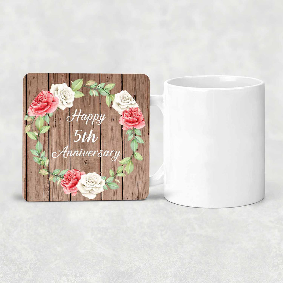 Happy 5th Anniversary - Drink Coaster B