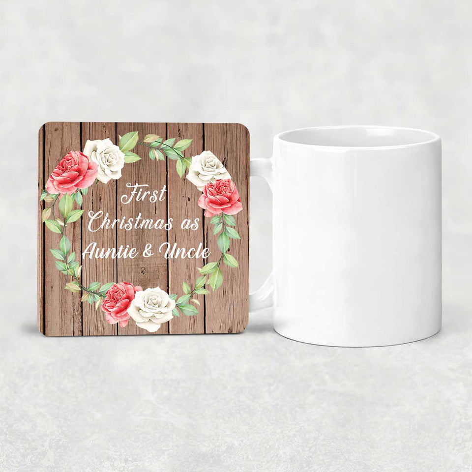 First Christmas As Auntie & Uncle - Drink Coaster B