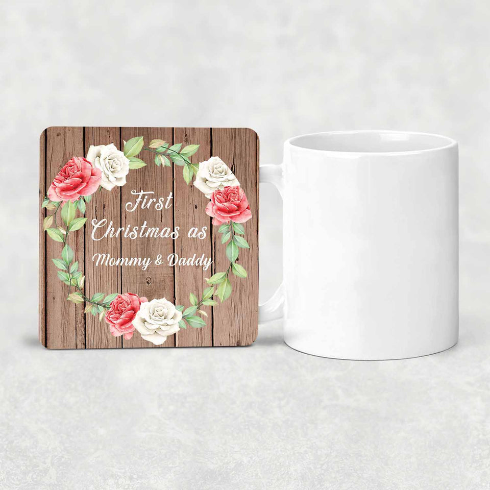 First Christmas As Mommy & Daddy - Drink Coaster B