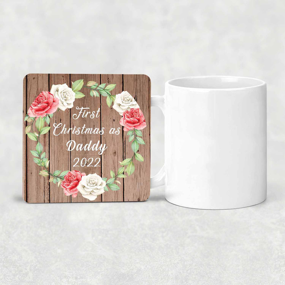 First Christmas As Daddy 2022 - Drink Coaster B