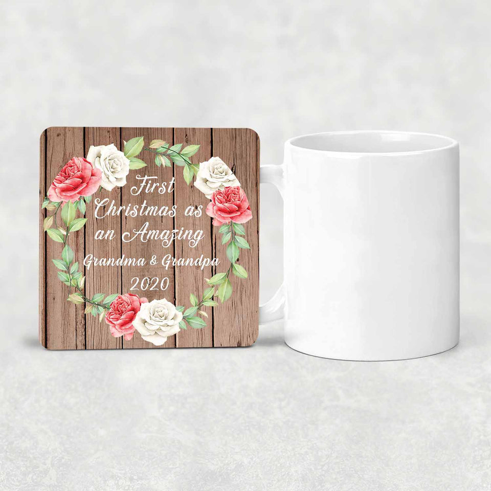First Christmas As an Amazing Grandma & Grandpa 2020 - Drink Coaster B
