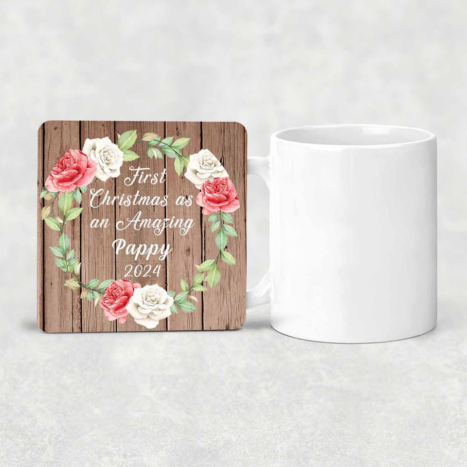 First Christmas As an Amazing Pappy 2024 - Drink Coaster B
