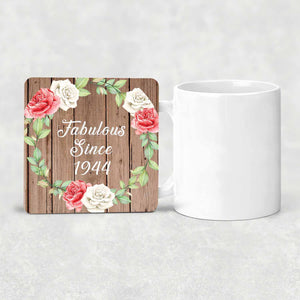 80th Birthday Fabulous Since 1944 - Drink Coaster B