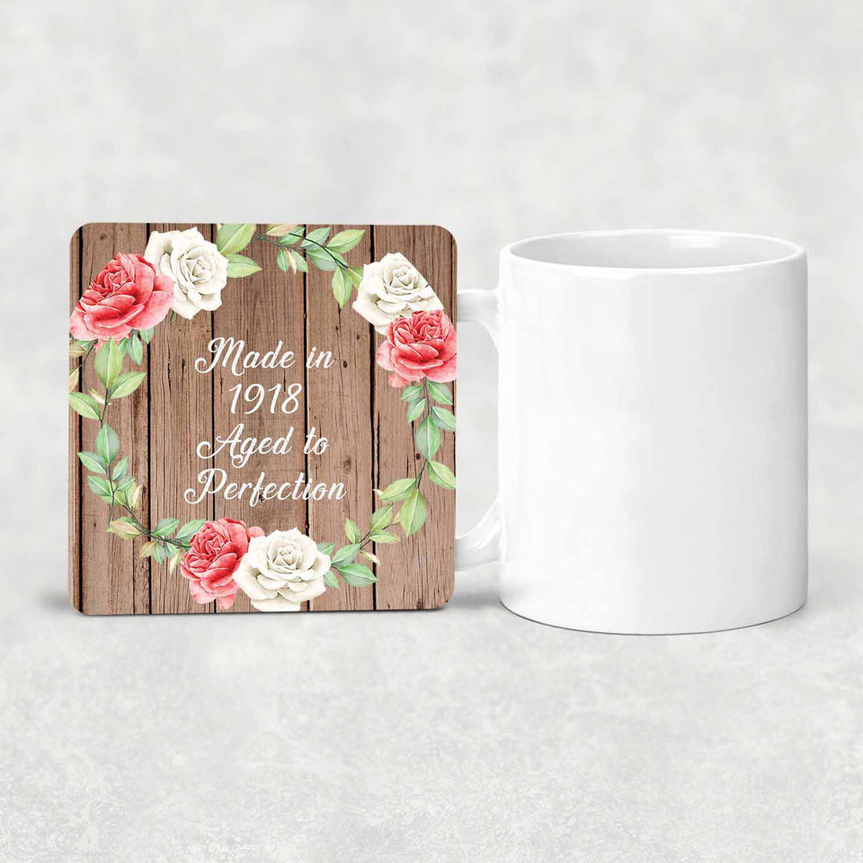 106th Birthday Made In 1918 Aged To Perfection - Drink Coaster B