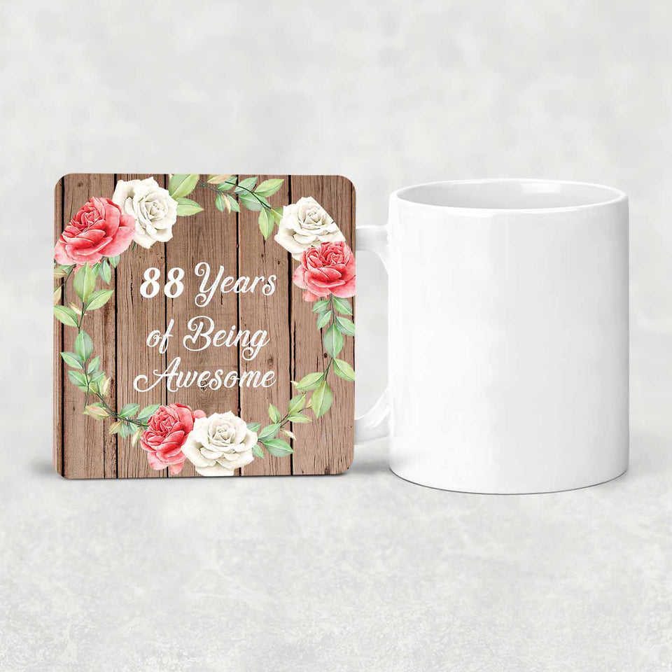 88th Birthday 88 Years Of Being Awesome - Drink Coaster B