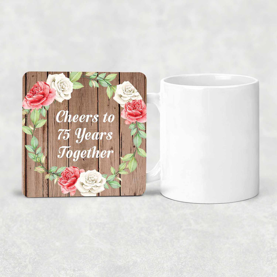 75th Anniversary Cheers To 75 Years Together - Drink Coaster B