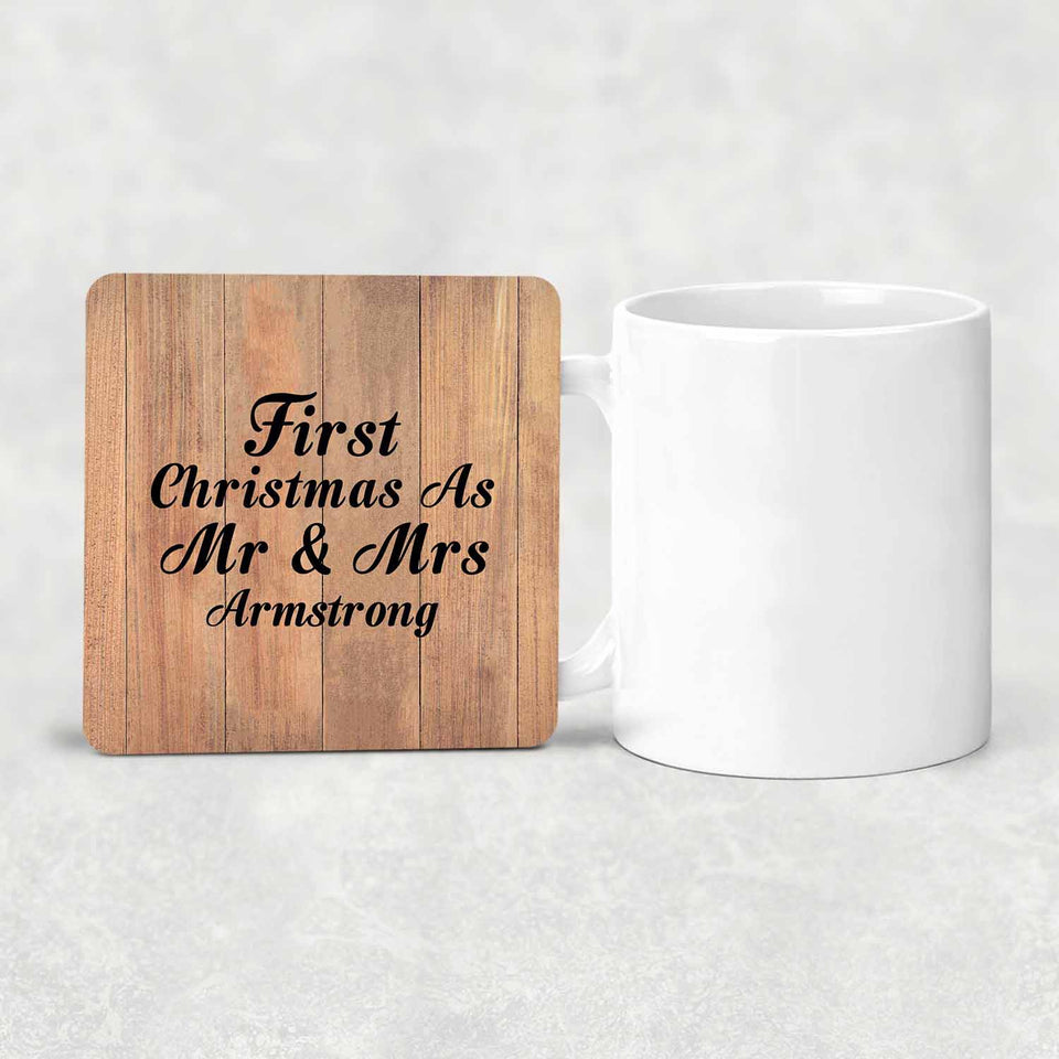 First Christmas As Mr & Mrs Armstrong - Drink Coaster C