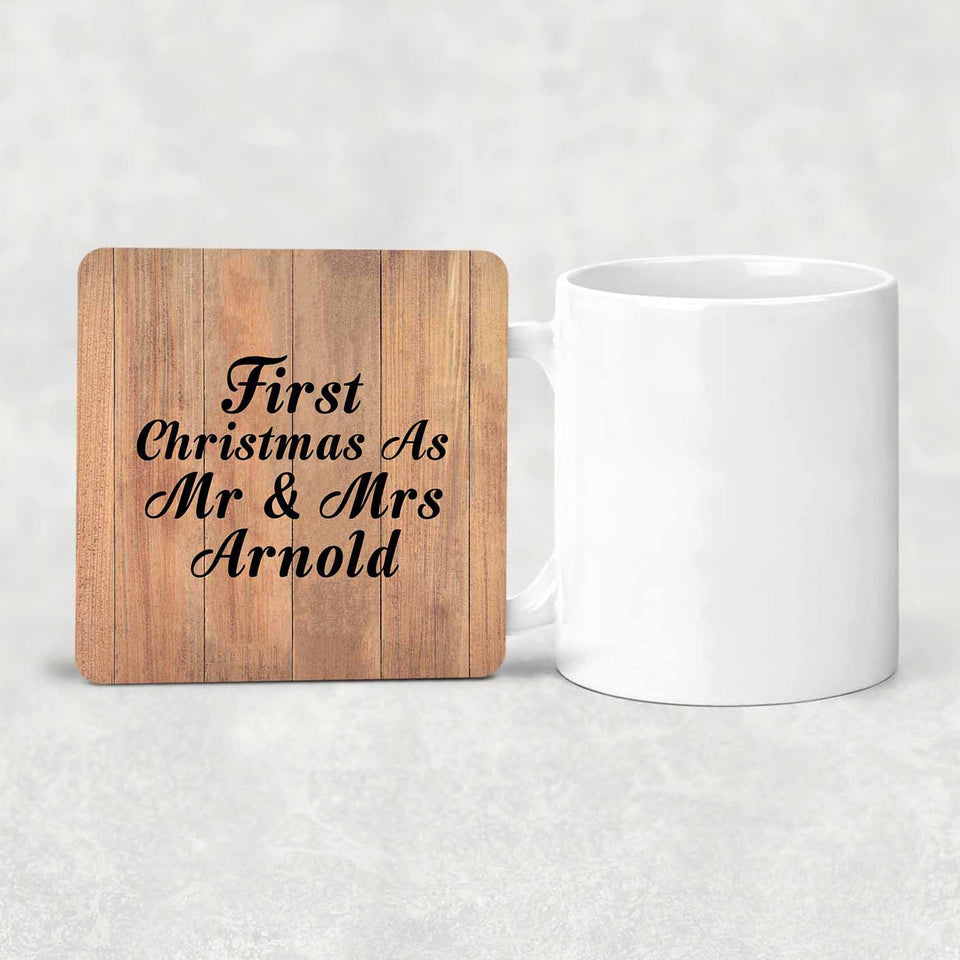 First Christmas As Mr & Mrs Arnold - Drink Coaster C